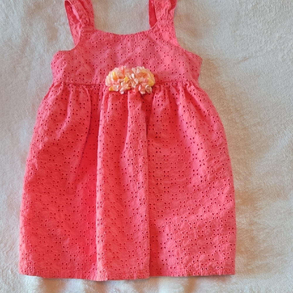 Toys R Us Koala Kids 2T Peach Mesh Sundress Floral Accents Comfy Spring Summer